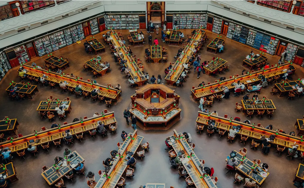 a big library with a few tables